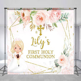 Aperturee - Aperturee Floral First Holy Communion Custom Baptism Backdrop